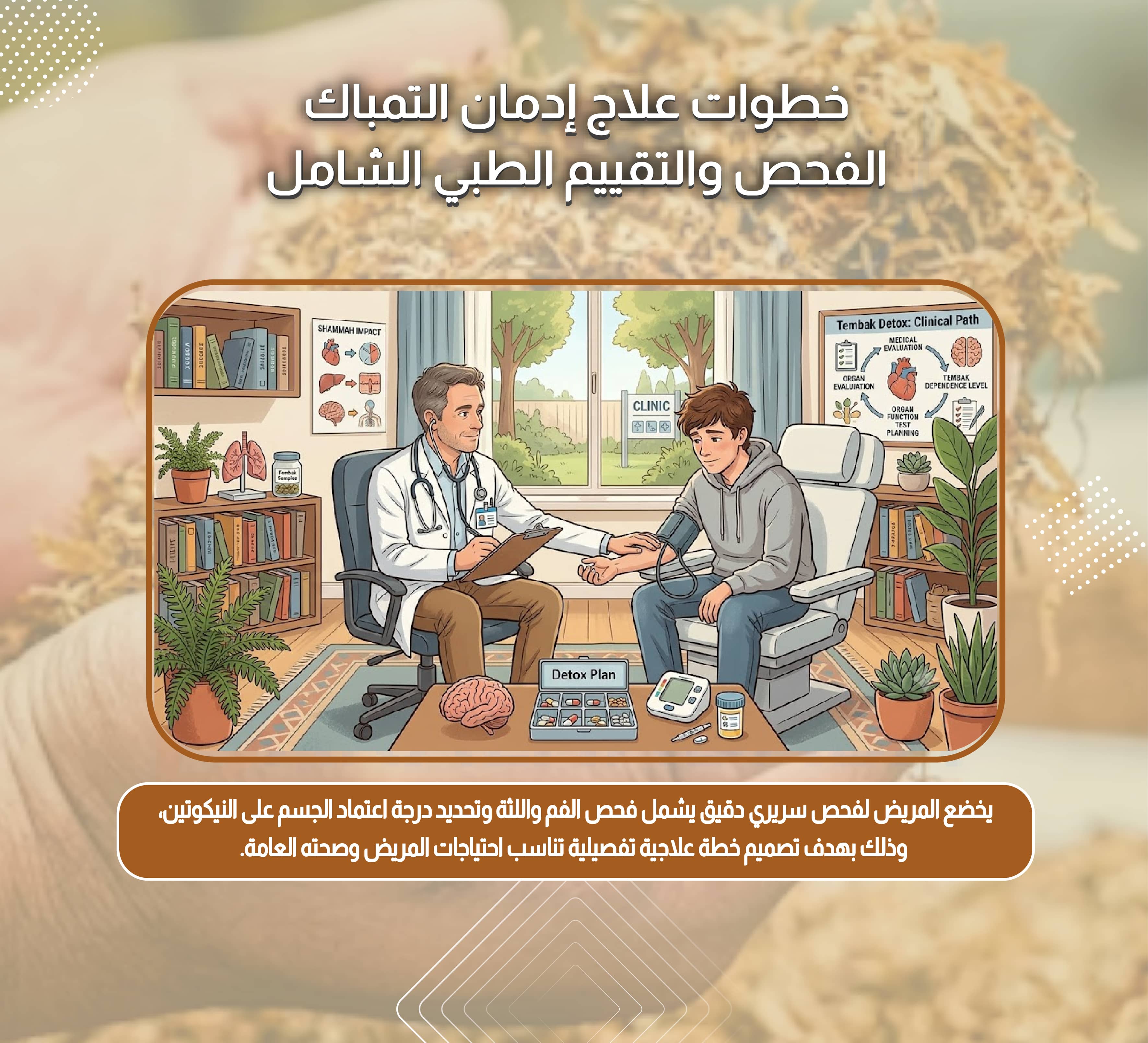خطوات علاج إدمان التمباك مرحلة الفحص والتقييم الطبي الشامل